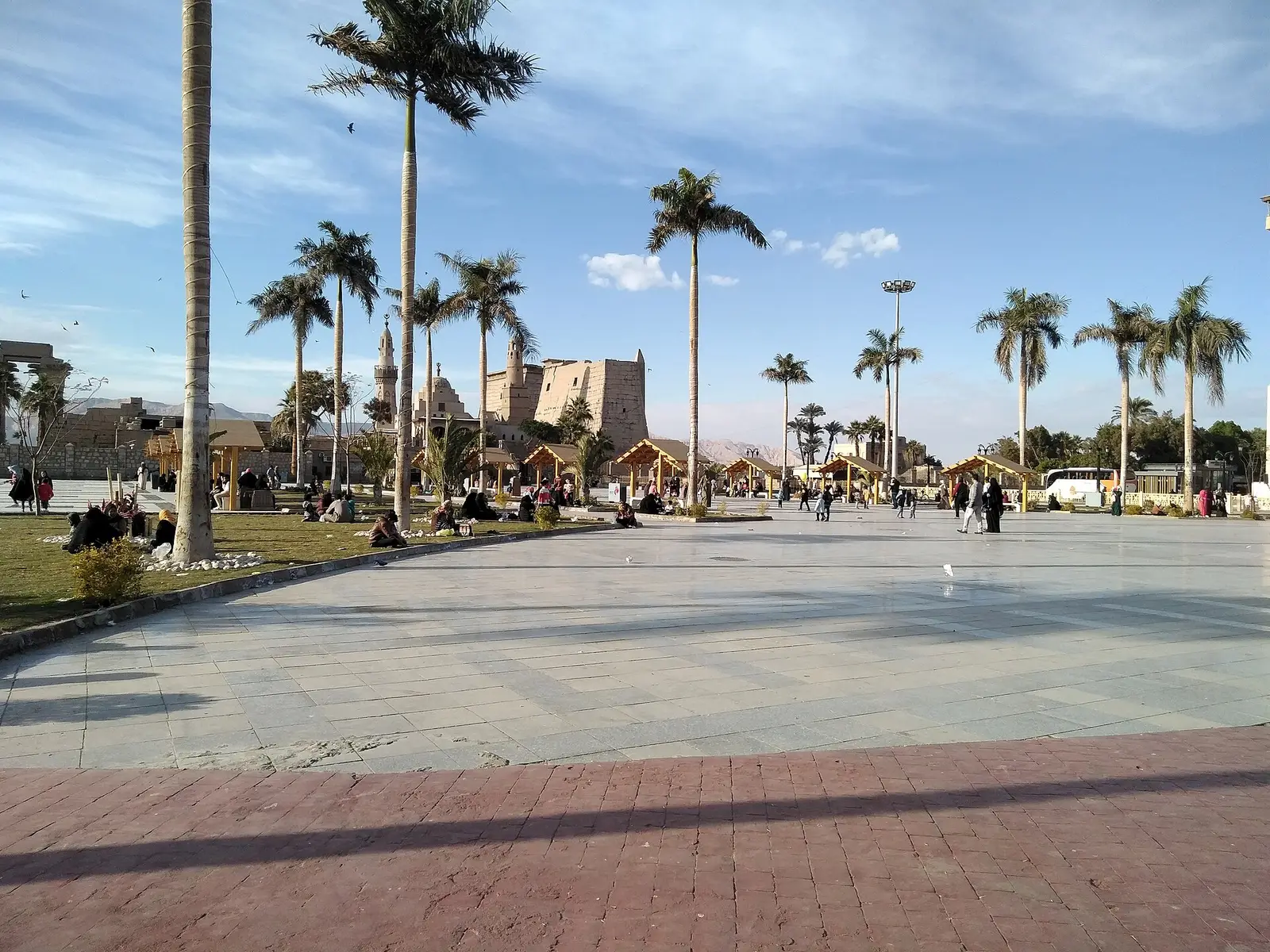 Square with palms and Abu Haggag Mosque on Luxor Temple