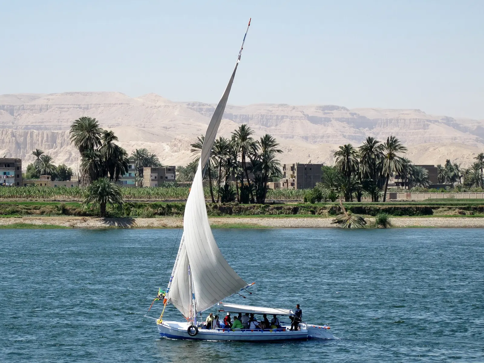 Felucca with passengers sailing on the Nile