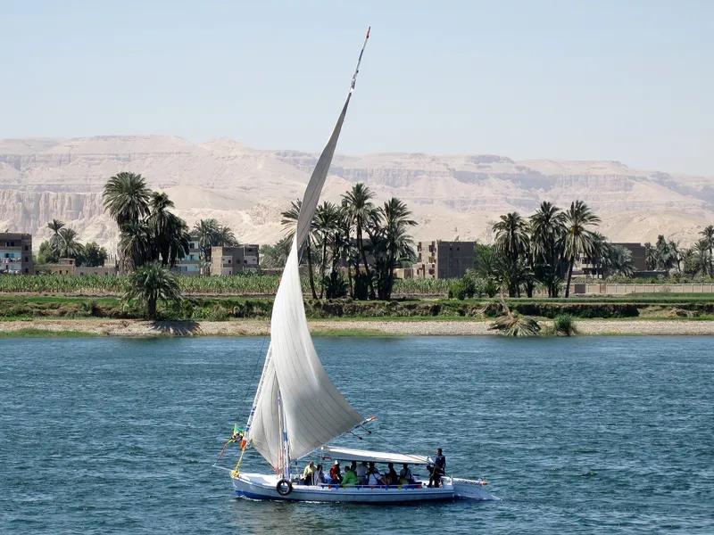 Felucca with passengers sailing on the Nile